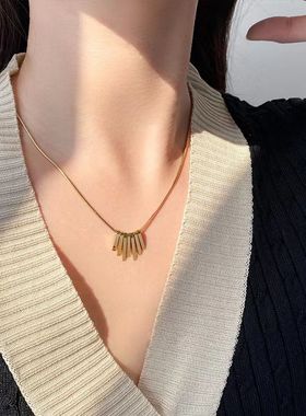 扇形项链女夏锁骨链2023年新款轻奢小众设计简约高级感钛钢配饰