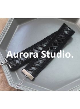 朋克PU皮choker项圈女机车酷项链暗黑系韩国甜酷个性短款颈带蕾丝