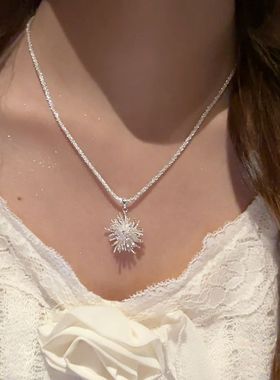 闪钻烟花蒲公英花朵项链女轻奢气质高级感锁骨链甜美网红爆款颈链