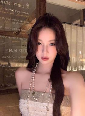 矜贵小香 长款山茶花珍珠项链高级感叠戴中式旗袍配饰