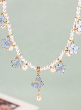 米珠花朵高颜值珍珠项链女轻奢小众锁骨链新款2025爆款颈链配饰