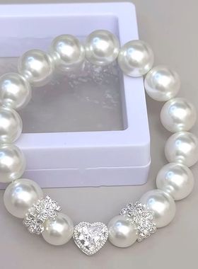 爆闪爱心锆石蝴蝶结珍珠手链ins闺蜜手串甜美精致简约时尚礼物女