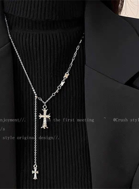 2024新款气质冷淡风长款嘻哈毛衣链秋冬设计感叠带项链卫衣链女潮