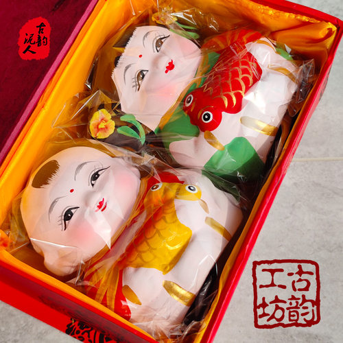 无锡惠山泥人礼品特产民间工艺品 富贵吉祥摆件 泥娃娃 送红礼盒 - 图3