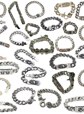 泰银粗款十字花童花痞帅圣剑手链