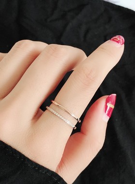 梓琦韩国个性简约双环镀食指戒指