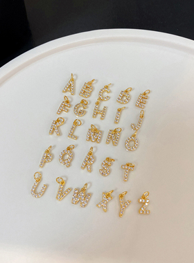 钛钢镶钻26字母项链女