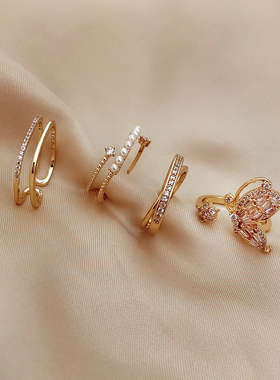 轻奢日系女彩金优雅ins可调戒指