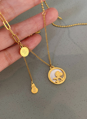 小众设计马上有钱项链女