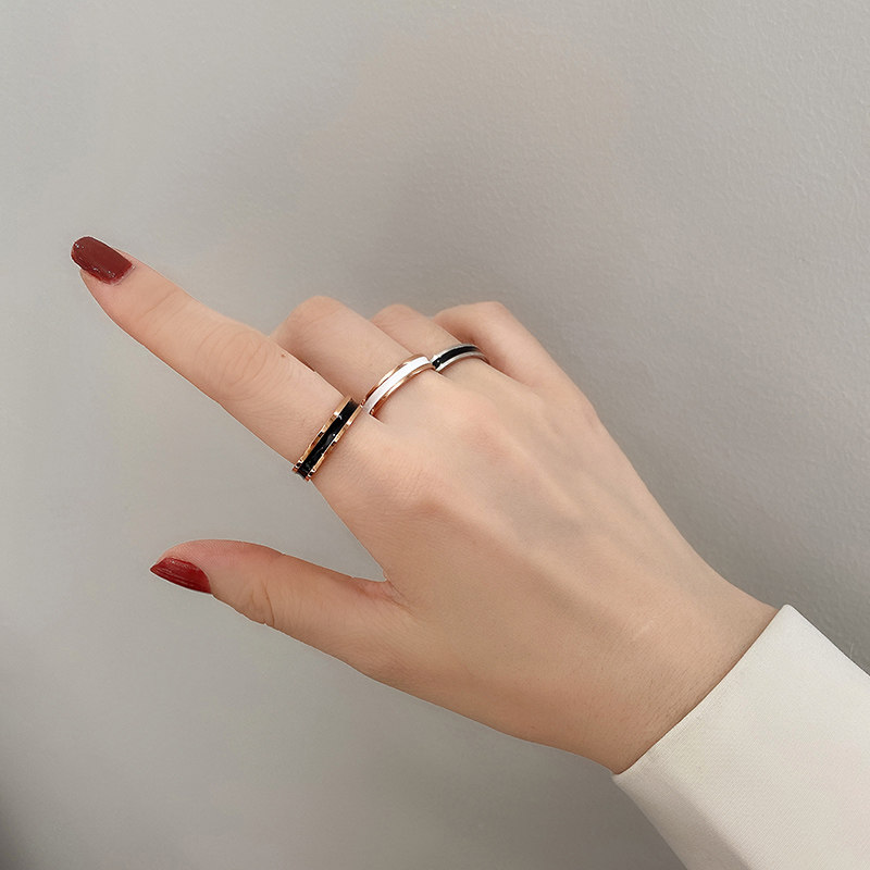 时尚个性陶瓷食指女男女情侣玫瑰金 梓琦戒指/指环