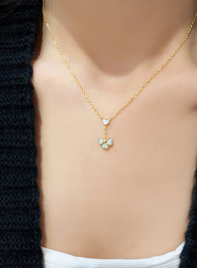 小众设计感爱心四叶草项链女