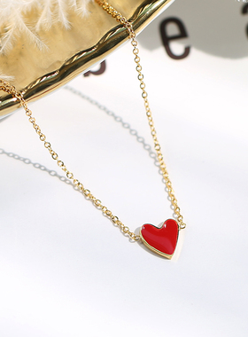 红色森系少女刻字礼物项链定制