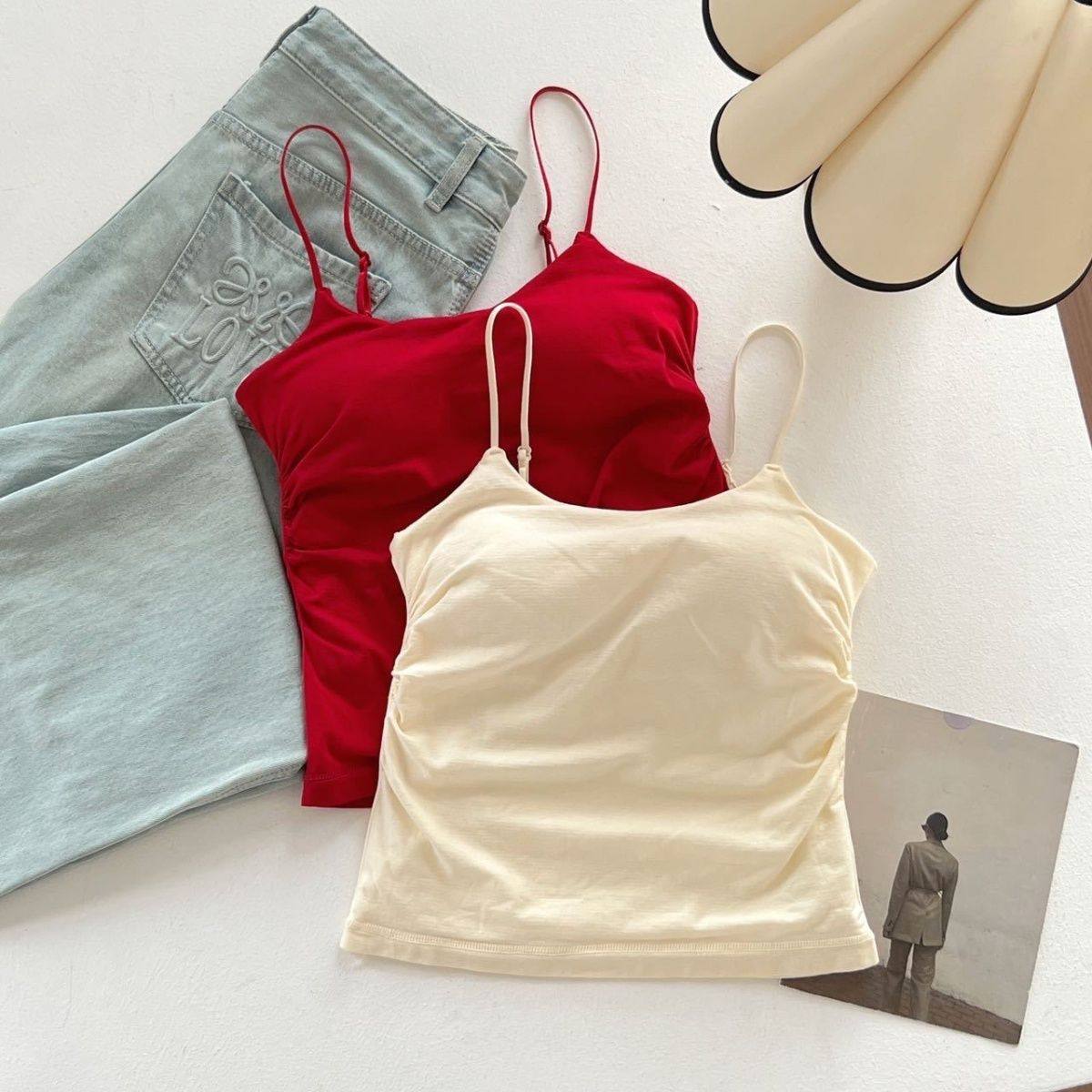 秋冬新款保暖吊带背心女加绒加厚带胸垫一体美背内搭打底显瘦上衣,淘宝优惠券,粉丝福利购,淘宝优惠卷