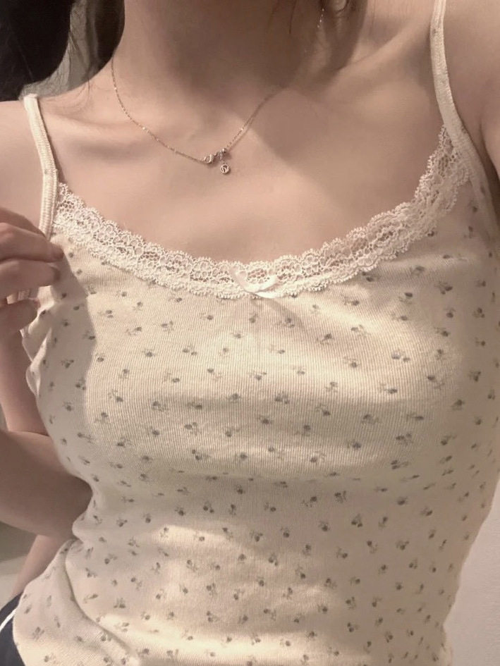 纯欲外穿蕾丝碎花吊带背心女早春修身短款bm打底内搭上衣带胸垫,淘宝优惠券,粉丝福利购,淘宝优惠卷