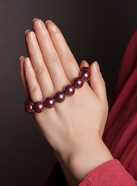 天然保真原矿朱砂辰砂原石手串女转运珠本命年男士单圈手链红饰品