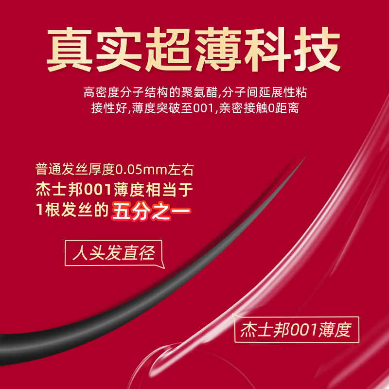 杰士邦001避孕安全套超薄裸入0.01持久装性冷淡旗舰店正品男用byt-图0