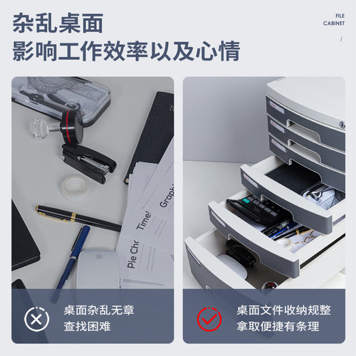得力文件柜资料柜抽屉式文件盒收纳箱五层带锁桌面柜子四层文件柜档案办公用品文具收纳盒a4多层整理柜抽屉柜 - 图1
