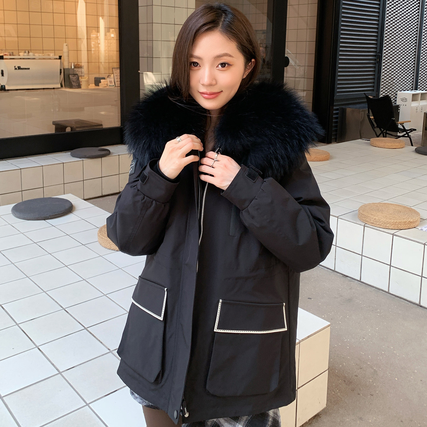 短款派克服替换外壳2025新款皮草通用外皮可拆卸工装宽松外套女冬,淘宝优惠券,粉丝福利购,淘宝优惠卷