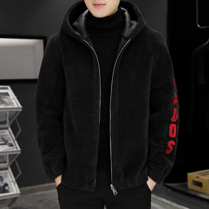 恒源祥男士供应链羊剪绒连帽毛呢夹克加绒加厚皮毛一体男装刺绣开,淘宝优惠券,粉丝福利购,淘宝优惠卷