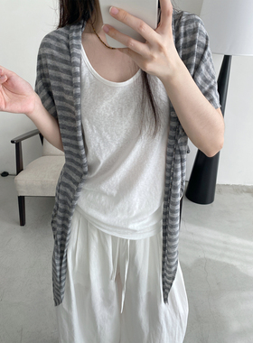 条纹针织披肩绵羊毛斗篷披肩女