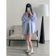 Spring and summer striped sunscreen long-sleeved shirt for women loose and thin