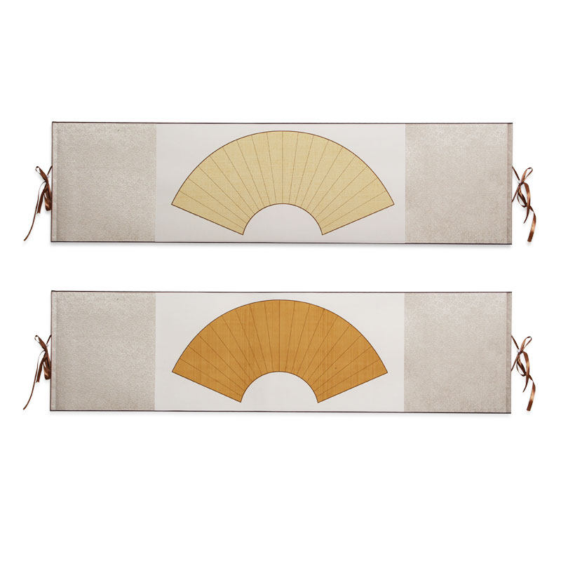 全绫精装裱书法创作空白格子宣纸挂轴空白卷轴书法用品扇形毛笔书法纸