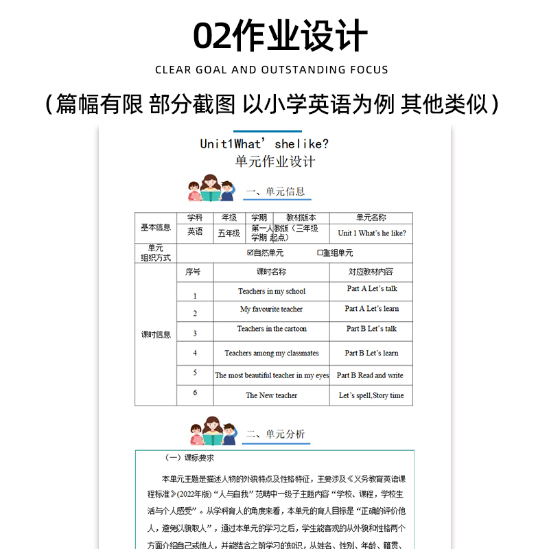 2024年人教版pep小学英语大单元整体教学设计教案三年级四年级五年级六年级上册下册学习任务群作业3456上下学期电子版练习卷试题 - 图1