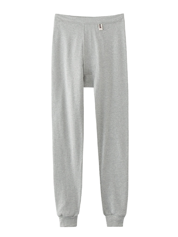 宜而爽男士纯棉秋裤中老年高腰宽松保暖裤全棉衬裤棉毛裤白色线裤