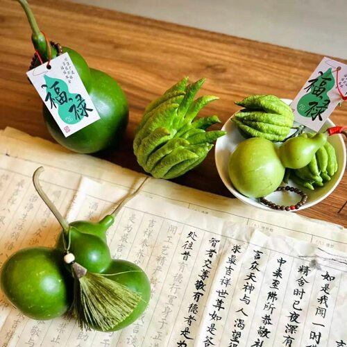 绿色新鲜葫芦佛手柑现摘青皮翡翠葫芦家用客厅禅意中式绿植摆件 - 图3