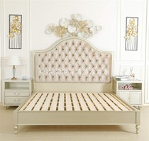 Qimu high-end customized American neoclassical beech solid wood double bed European fabric soft bed 1 8