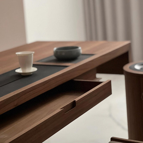 新中式茶桌2025新款高端胡桃木茶台办公室茶室客厅家用实木泡茶桌 - 图1