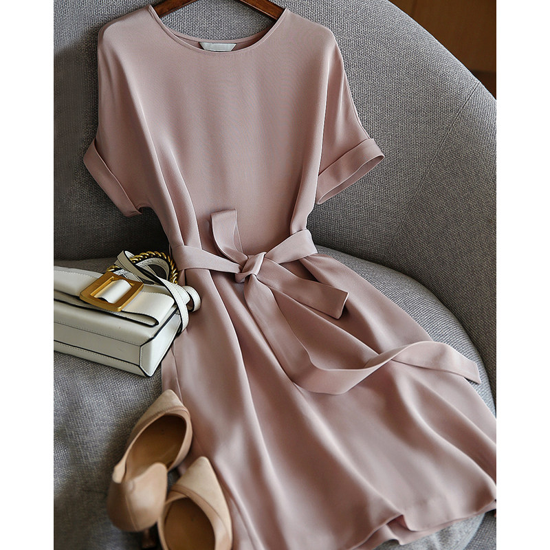 休闲收腰雪纺夏季2022新款法式高端 追苑连衣裙