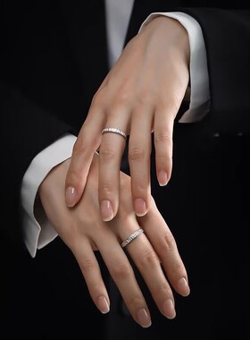 足银s999归素枯木逢春戒指小众纹理感情侣对戒素圈男女情人节礼物