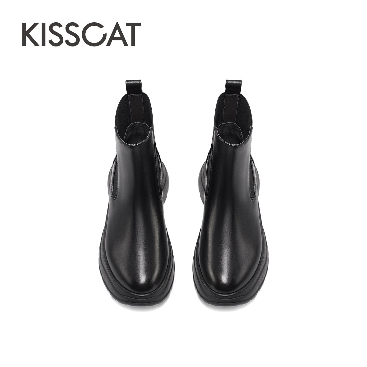 [江疏影同款]KISSCAT接吻猫新款[追风靴]厚底加绒切尔西靴女