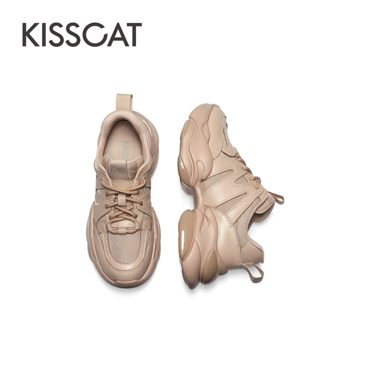 KISSCAT接吻猫秋季新款厚底增高休闲运动鞋小飞龙老爹鞋女 - 图3