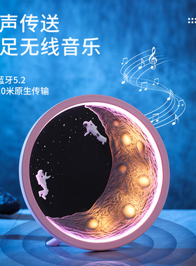 月亮宇航员无线蓝牙音箱七夕节生日礼物低音炮创意卡通家居摆件