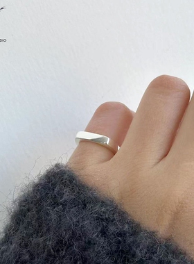 JHEPAN S925纯银光面尾戒女简约小巧个性百搭戒指港风气质闭口指