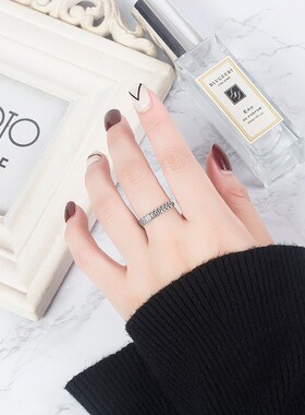 做旧招财铜钱戒指环纯银复古钱币男士泰银简约开口戒指女小众设计