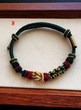 男女圣诞树墨绿色穿珠手链编织