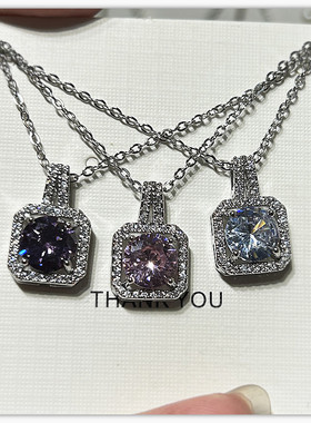 钛钢钻石吊坠项链超闪不掉色