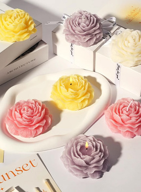 花朵牡丹造型香薰蜡烛牡丹花无烟低温大豆蜡拌手礼物香氛家居摆件