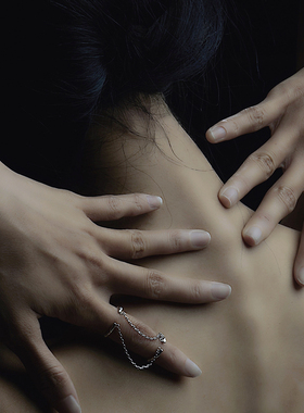 月亮原创连体双戒冷艳风通用首饰