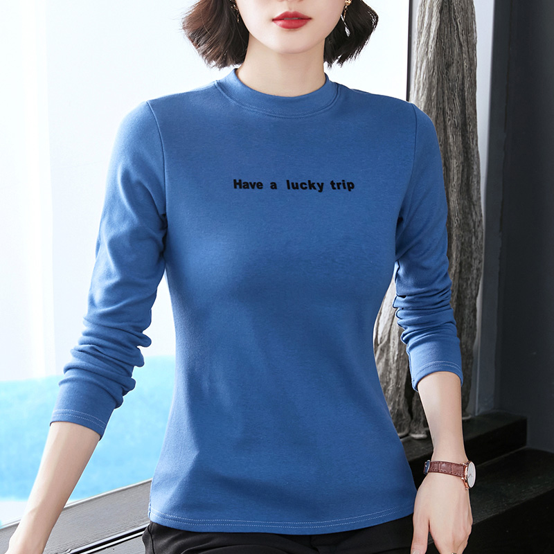 半高领女士中年内搭秋衣纯棉打底衫 木韩T恤