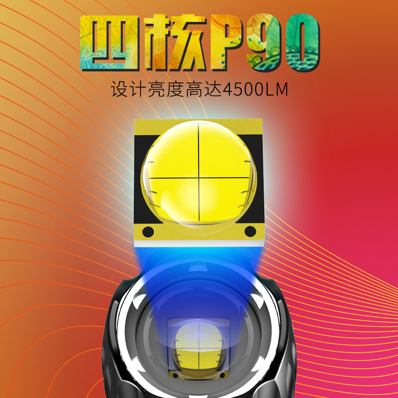 p70强光远射超亮家用应急充电灯 绿库手电筒