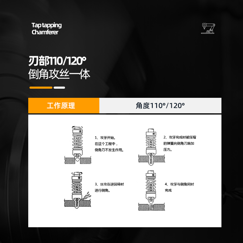 M35 镀钛高速钢 攻丝倒角器 倒角刀 M2 M6 M8 M10 M12 M14 M25 - 图0