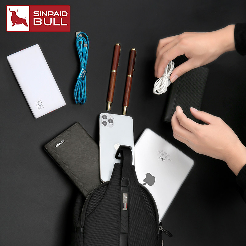 新款胸包男休闲潮牌户外女单肩包 sinpaidbull男士包袋