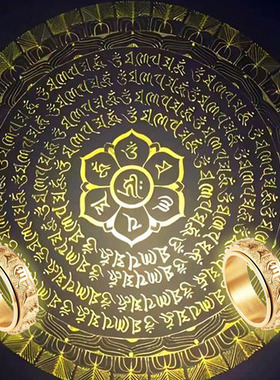 六字真言旋转钛钢士戒指万字符心经祥云国潮转动男士转运吉祥物