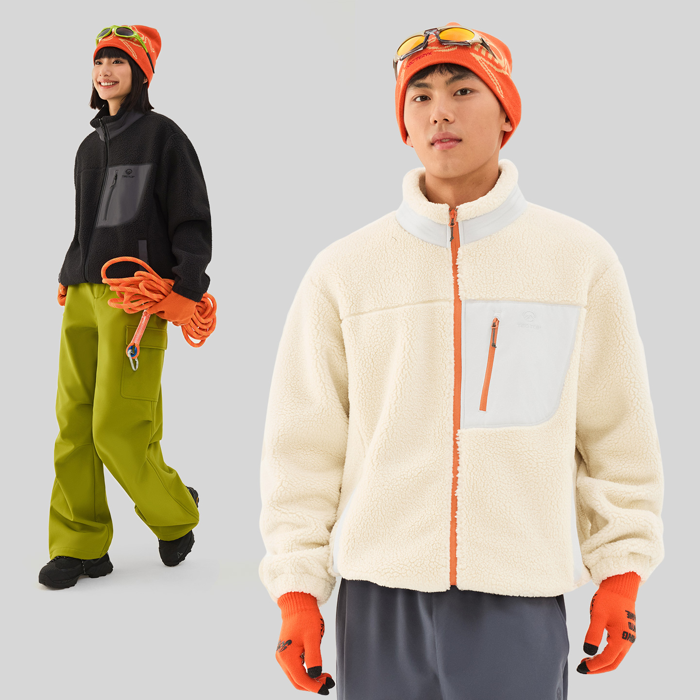 TECTOP/探拓户外男女款抓绒衣秋冬保暖防静电宽松透气羊羔绒外套 - 图2