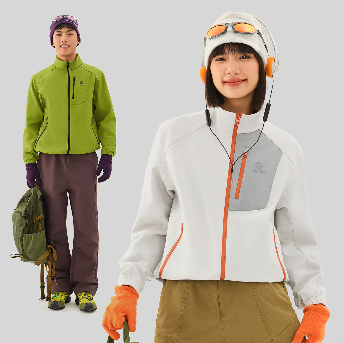 TECTOP/探拓户外男女软壳衣秋冬加绒保暖防风防泼水登山立领外套 - 图2