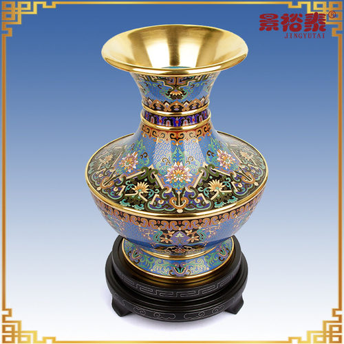 12寸景泰蓝花瓶盖碗尊中式客厅家居装饰品乔迁摆件张向东作品 - 图1